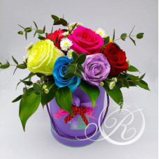 Букет разноцветных роз #3 в коробке